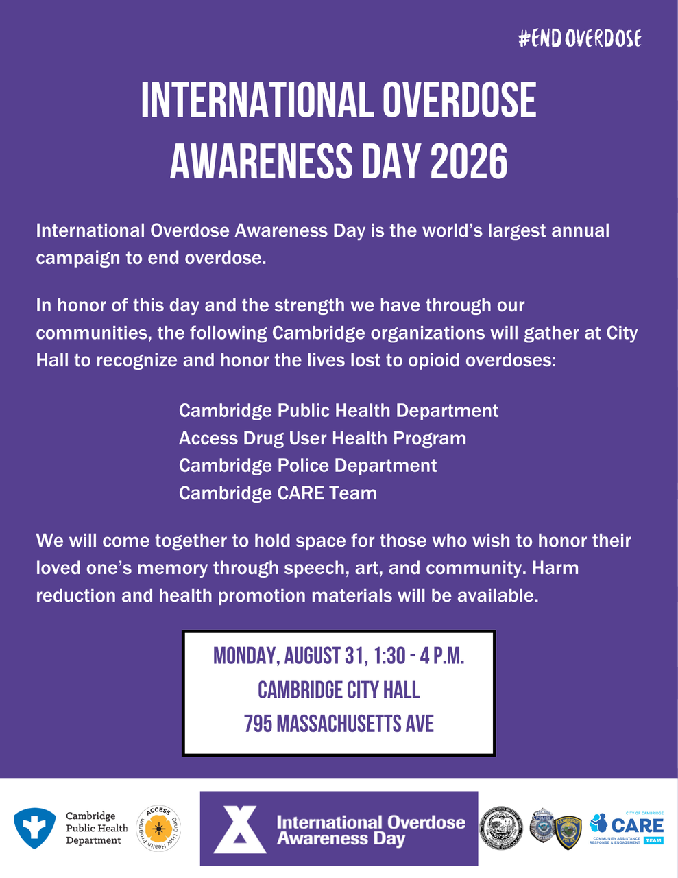 Cambridge International Overdose Awareness Day