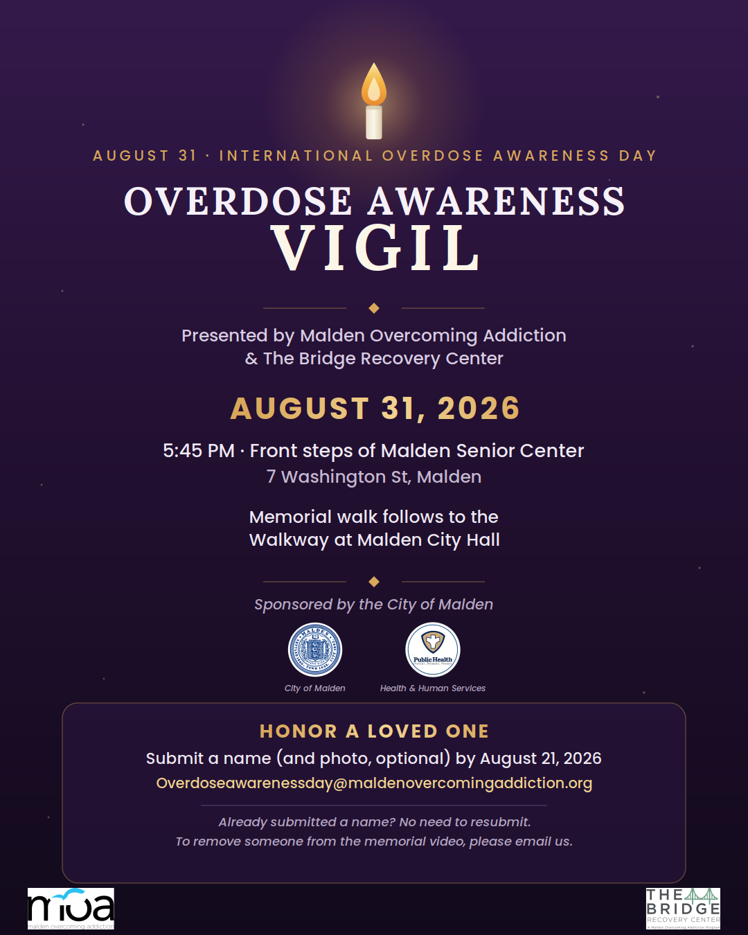 Overdose Awareness Vigil - Malden
