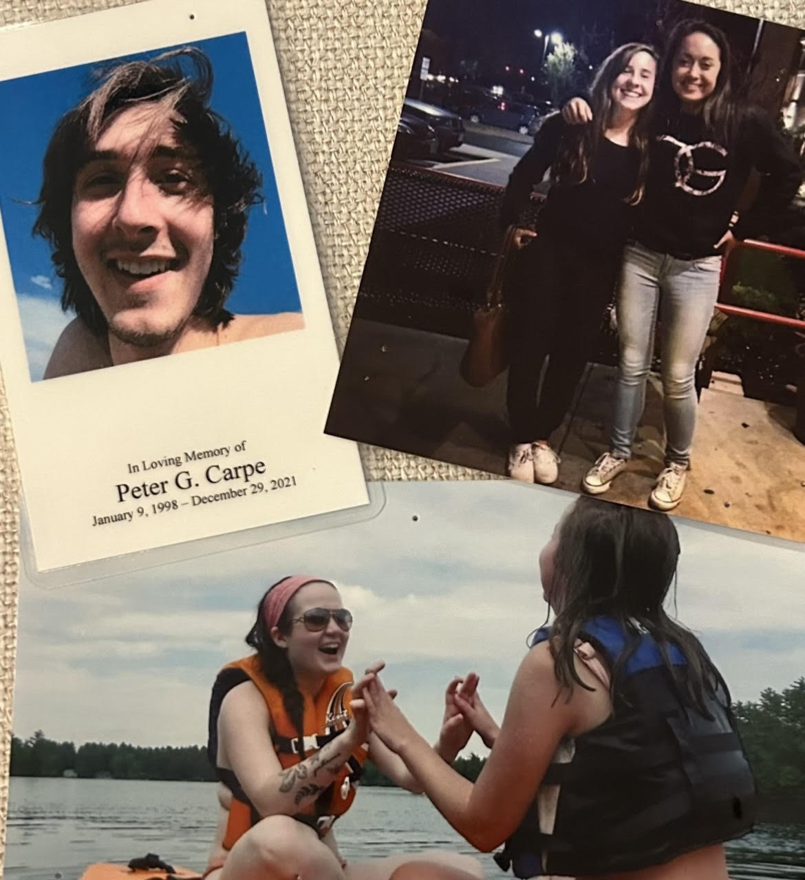 Clockwise, from top left, Chloe’s friend Peter, Chloe and Natalie, Iris and Chloe.