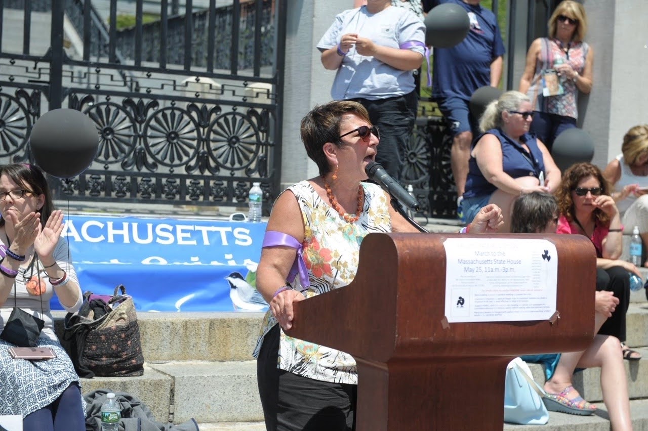 Joan Gilmartin speaks at the statehouse in 2015